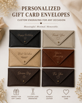 Personalized Gift Card Holder | Custom Engraved Leather Gift Card Envelope
