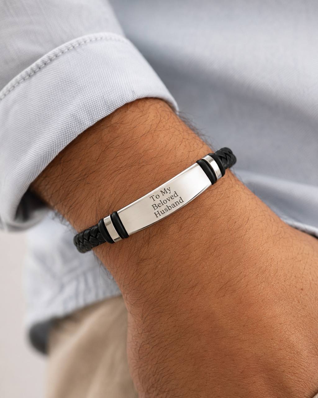 Personalized Men's Leather Bracelet