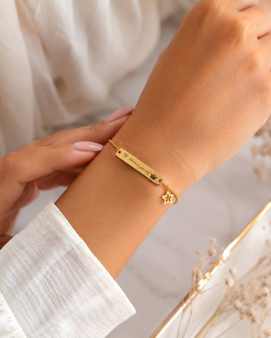 Personalized Engraved Bar Bracelet for Women