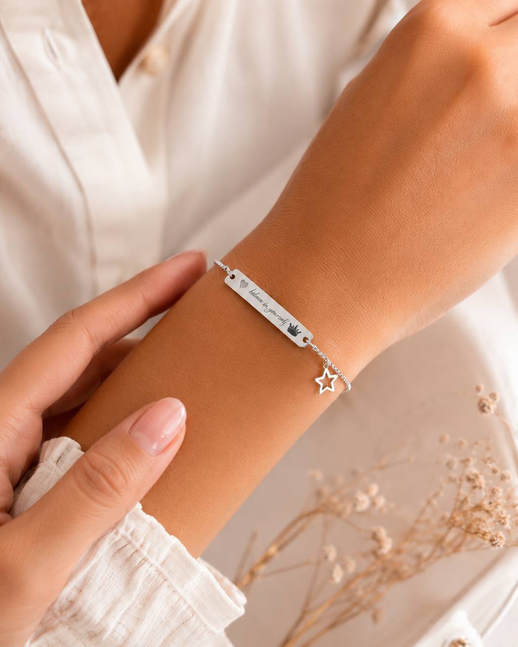 Personalized Engraved Bar Bracelet for Women