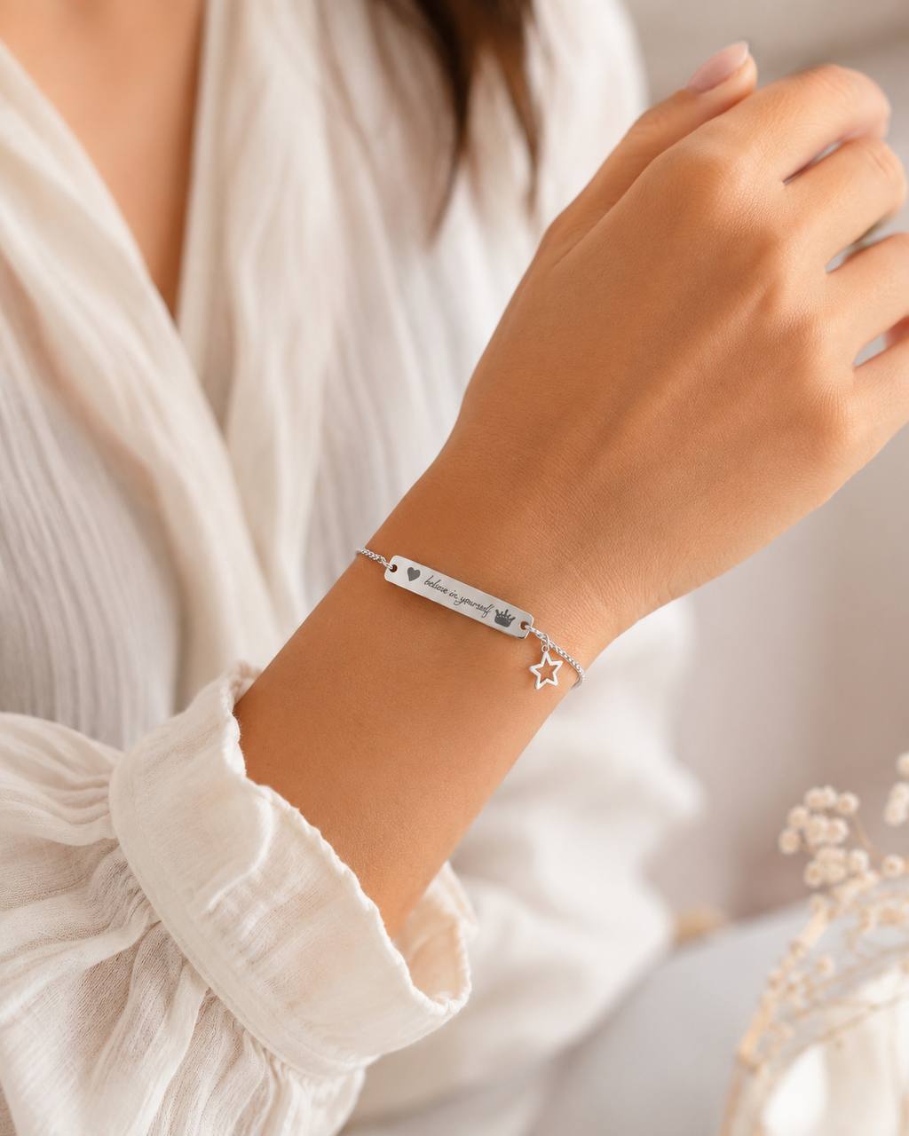 Personalized Engraved Bar Bracelet for Women