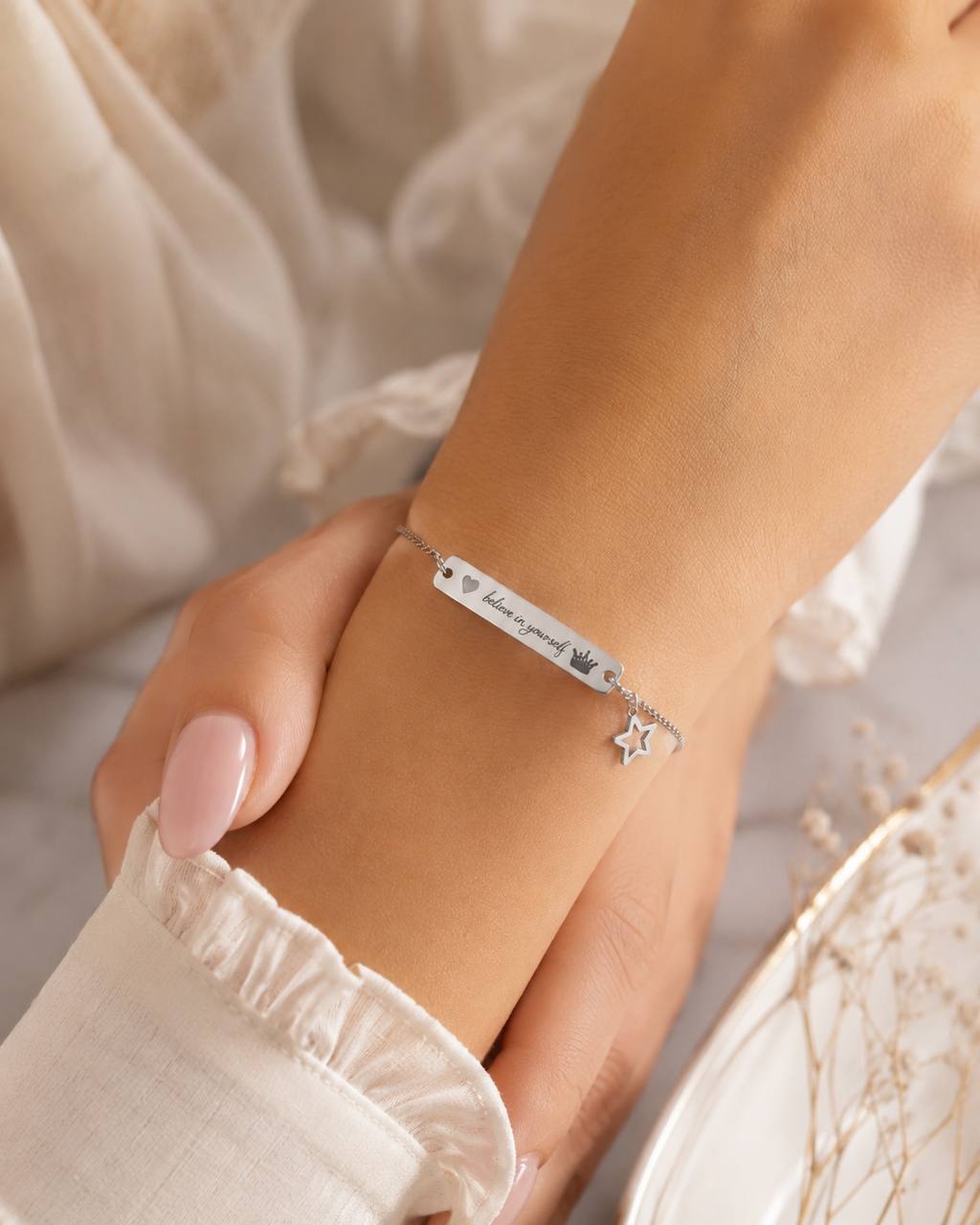 Personalized Engraved Bar Bracelet for Women