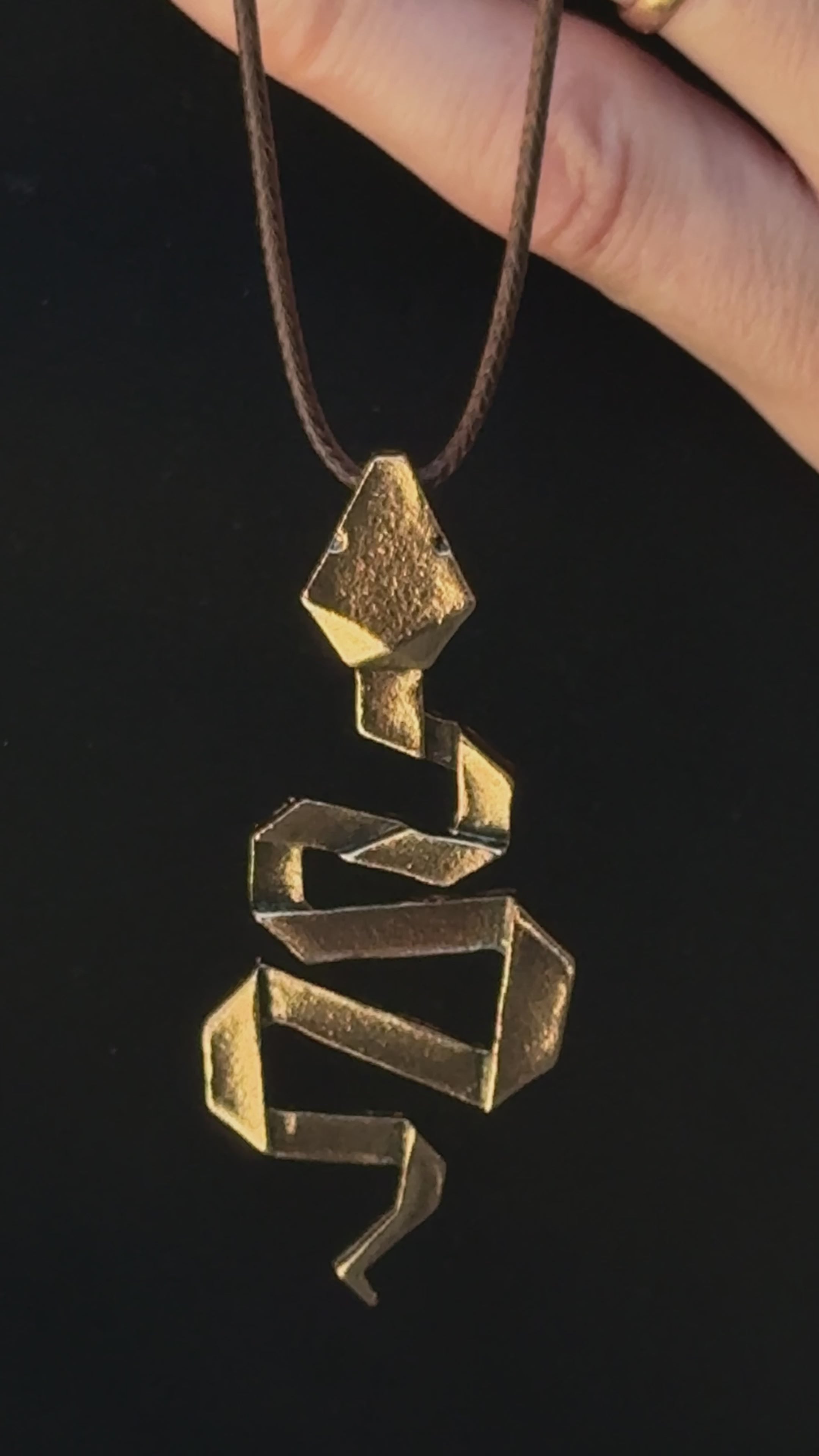 Modern Snake Pendant Necklace – Adjustable Black Cord Necklace | Gold Statement Jewelry for Women